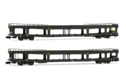 ARNOLD HN4346 N 2er Set Autotransportwagen DD DEV 66 Grün Encadré Logo, SNCF, Ep. IV