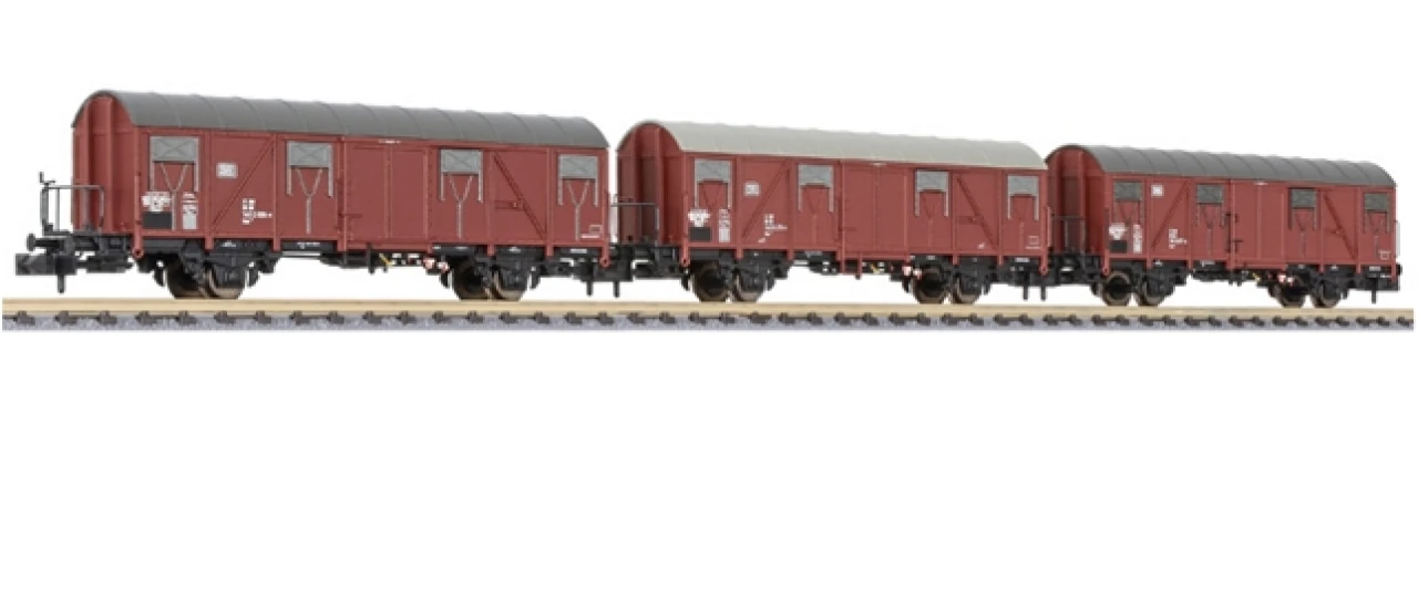 LILIPUT L260132 N 3-tlg. Set Gedeckter Güterwagen Mit Bremserbühne, Gos 245, DB, Ep. IV